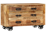 Sideboard with 3 Drawers 80x30x65 cm Solid Rough Wood Mango 351690