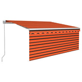 Manual Retractable Awning with Blind&LED 3x2.5m Orange&Brown 3069265