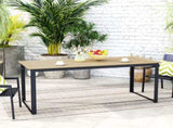 Garden Table for 6 People, 175 x 78 x 75 cm Rectangle Outdoor Dining Table with Slatted Top, Metal T3398P327919