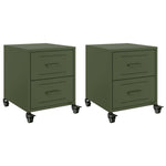 ZNTS Bedside Cabinets 2 pcs Olive Green 36x39x43.5 cm Steel 846635