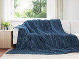 Throw Blankets 6 pcs Navy Blue 240 x 220 cm Fleece 42016959