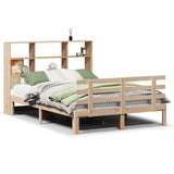 ZNTS Bookcase Bed without Mattress 150x200 cm King Size Solid Wood Pine 3322759