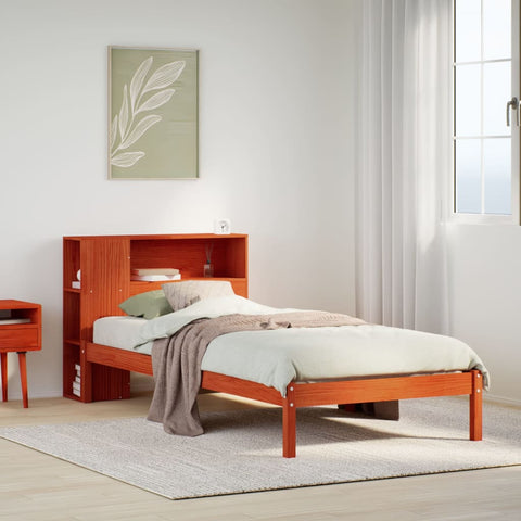 Bookcase Bed without Mattress Wax Brown 100x200 cm Solid Wood Pine 3321570
