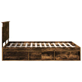 Bed Frame Smoked Oak 140 x 190 cm Solid Pine Wood 3409349