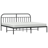 Bed Frame Black Powder-Coated Steel 200x200cm Bed Frame 353642