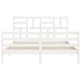 Bed Frame without Mattress White King Size Solid Wood 3194902