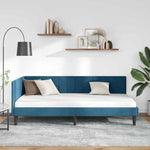 Corner Bed Frame with Headboard Blue 90 x 200 cm Velvet 42016347