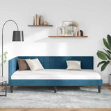 Corner Bed Frame with Headboard Blue 90 x 200 cm Velvet 42016347