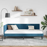 Corner Bed Frame with Headboard Blue 100 cm x 200 cm Velvet 42016357