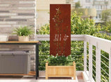 Garden Privacy Screen Floral Rusty 32 x 140 cm Weathering steel 876230