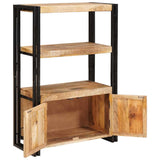 Bookshelf with Doors Brown Solid Rough Mango Wood and Metal 4104769