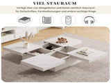 Modern square coffee table with marble look, Centre Tea Table with 4 Sliding Drawers, Coffee End N605P375112W
