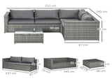 3 Pieces PE Rattan Garden Furniture Set 10 cm Thick Cushions, 4 Seater Garden Corner Sofa Set T3398P318809