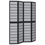 Room Divider 4 Panels Black Solid Wood Paulownia 358771
