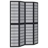 Room Divider 4 Panels Black Solid Wood Paulownia 358771