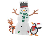 4FT White 2.5D Snowman Christmas Light Decoration with Penguin & Reindeer, 122 Warm White Lights, 31890670