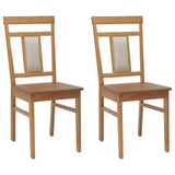 Dining Chair 2 pcs Natural Solid Rubber Wood 42020504
