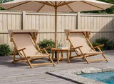 Deck Chair 2 pcs 3 Position Solid Eucalyptus Wood Taupe 3407815