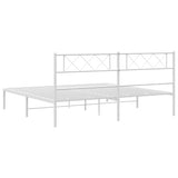 Metal Bed Frame without Mattress with Headboard White 193x203cm 372332