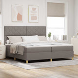 Box Spring Bed with Headboard Taupe 200 x 200 cm Fabric 3339725