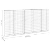 ZNTS Gabion Wall with Covers Galvanised Steel 300x30x150 cm 147822