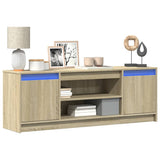 TV Cabinet with LED Sonoma Oak 139.5x34x50 cm Engineered Wood 852196