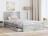 Bed Frame with Drawer Concrete Grey 75 x 190 cm Engineer Wood 3412647