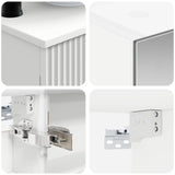 Bathroom Furniture Set 6 pcs White Engineered Wood and Glass 3407111