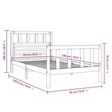 Bed Frame without Mattress Black Small Single Solid Wood 3101117