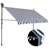 Manual Retractable Awning with LED 300 cm Blue and White 145845