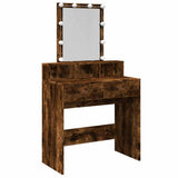 Dressing Table with LED Smoked Oak 80x41x144.5 cm 848182