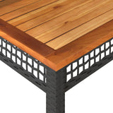 Garden Table Black 80x80x75 cm Poly Rattan Acacia Wood 366273