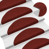 Stair Mats Self-adhesive 30 pcs 56x17x3 cm Bordeaux Red Half Round 3365683