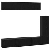 TV Cabinet Set 6 pcs Black Oak Engineered Wood 3393265