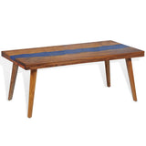 Coffee Table Brown and Blue Teak and Resin 100x50x40 cm 245067