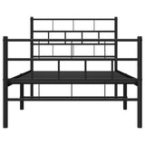 Metal Bed Frame without Mattress with Footboard Black 90x200cm 355670