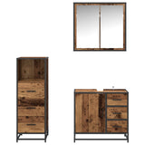 Bathroom Furniture Set with Door 3 pcs Old Wood Engineered Wood 3402423
