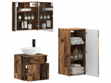 Bathroom Furniture Set 4 pcs Old Wood Engineered Wood and Glass 3407477