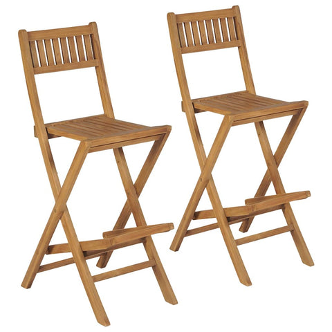 Folding Outdoor Bar Stools 2 pcs Solid Teak Wood 43806