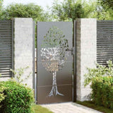 Garden Gate with Lock Black 110 x 205 cm Powder-coated steel 42015888