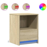 ZNTS Bedside Cabinets with LED Lights 2 pcs Sonoma Oak Engineered Wood 852024