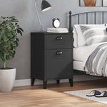 ZNTS Bedside Cabinet VIKEN Black Solid Wood Pine 374915