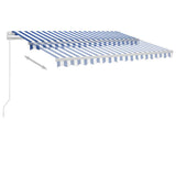 Manual Retractable Awning with LED 300x250 cm Blue and White 3069501