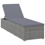 Sun Lounger with Cushion and Tea Table Poly Rattan Grey 317113