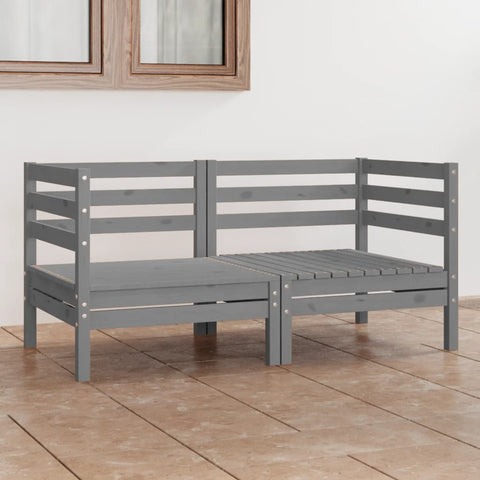 Garden 2-Seater Sofa Grey Solid Pinewood 3082389