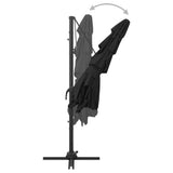 Garden Parasol Black Polyester Large Foldable Garden Parasol 313826