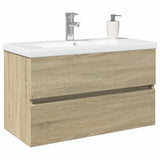 2 Piece Bathroom Furniture Set Ceramic and Engineered Wood 3307659