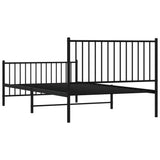Metal Bed Frame without Mattress with Footboard Black 107x203cm 350878