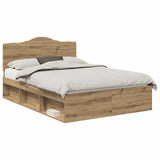 Bed Frame Artisian Oak 160 x 200 cm Solid Pine Wood 3413289