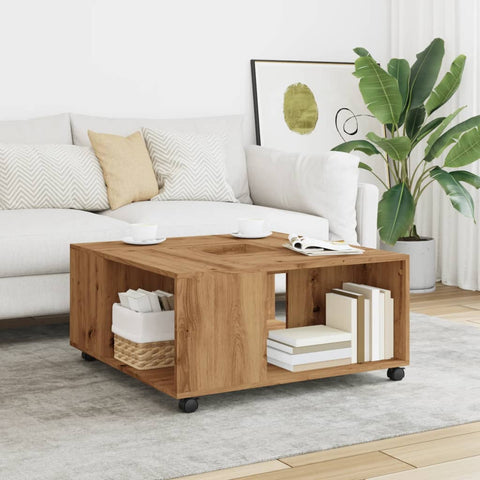ZNTS Coffee Table Artisian Oak 80x80x40 cm Engineered Wood 853181